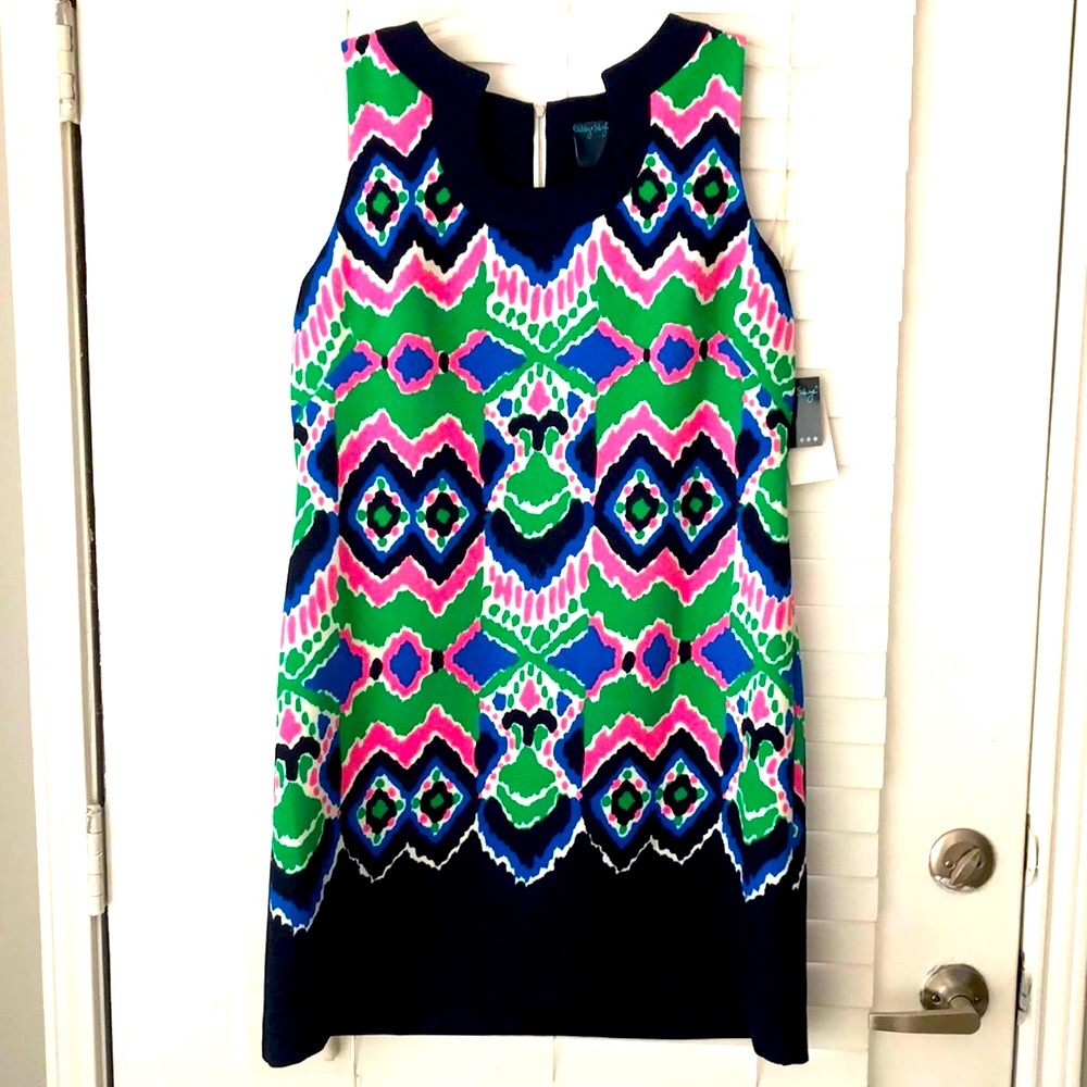 Gabby Skye Dress Sleeveless Sheath SZ 14 Blue pink Green New with Tags!